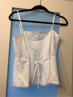 LESET White Lace-Trim Camisole with Self-Tie Waist
